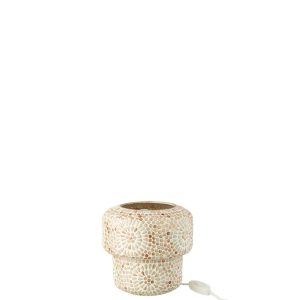 TABLE LAMP MOSAIC GLASS BEIGE/WHITE SMALL