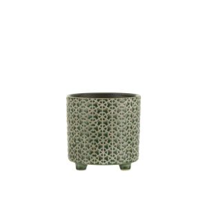 FLOWERPOT FLOWER CERAMIC GREEN MEDIUM
