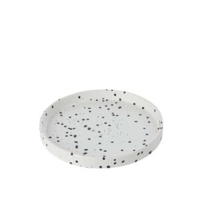 PLATE DOTS STONEWARE WHITE/BLACK SMALL