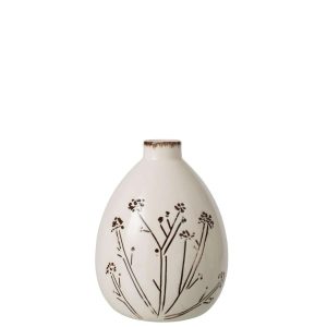 VASE FLOWERS PORCELAIN WHITE/BLACK SMALL