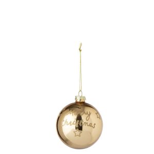 CHRISTMAS BAUBLE MERRY CHRISTMAS GLASS GOLD