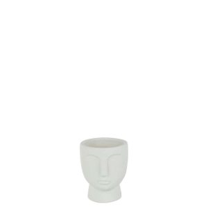 FLOWERPOT FACE CEMENT WHITE SMALL