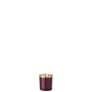 TEALIGHT HOLDER GOLD RIM GLASS BURGUNDY SMALL