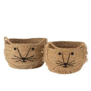 SET OF 2 BASKETS KITTY REED NATURAL/BLACK