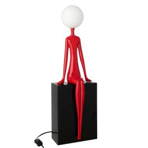 TABLE LAMP SEATED SILHOUETTE MATEL RED/BLACK