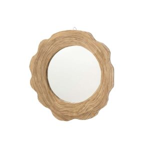 WALL MIRROR RIBBED PAULOWNIA WOOD NATURAL LARGE