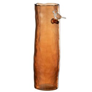 VASE LONG BIRD GLASS ORANGE LARGE