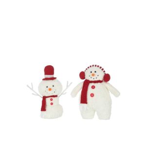 SNOWMAN SCARF TEXTILE WHITE/RED SMALL ASSORTMENT OF 2