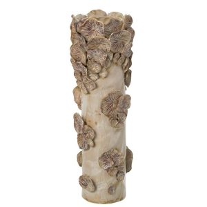 VASE MUSHROOMS CYLINDER STONEWARE ECRU/BEIGE LARGE