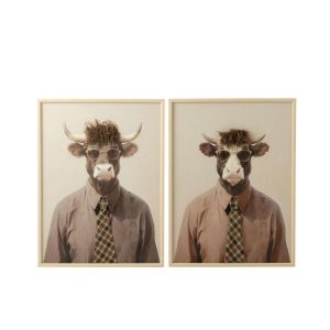 PAINTING COW MDF BROWN ASSORTMENT OF 2