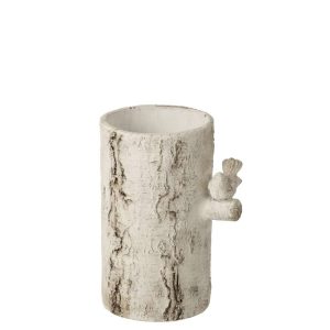 VASE BIRD CEMENT OFF-WHITE MEDIUM
