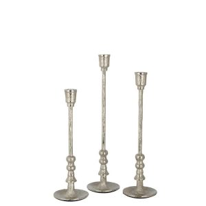 SET OF THREE CANDLESTICK BECCA ALUMINIUM SILVER