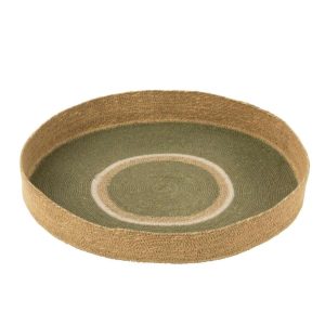TRAY ROUND+CIRCLES SEAGRASS GREEN/NATURAL