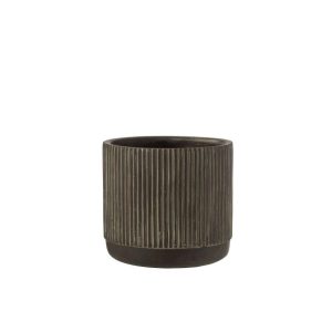 FLOWERPOT LINE CERAMIC BLACK/BROWN LARGE