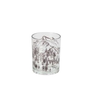 TEALIGHT HOLDER MOUNTAIN GLASS TRANSPARENT/BLACK MEDIUM