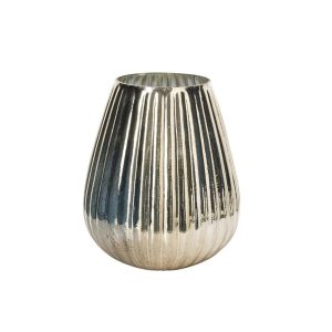 CANDLE HOLDER CHROME GLASS GOLD LARGE