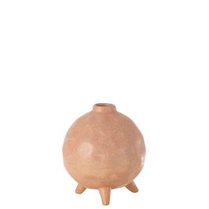 VASE FOOT ROUND CERAMIC PINK/ORANGE