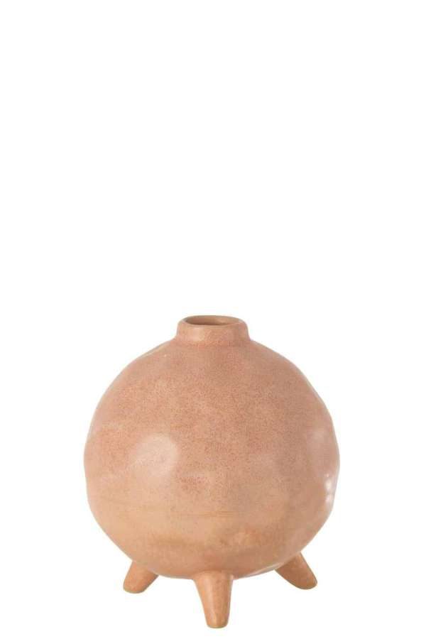 VASE FOOT ROUND CERAMIC PINK/ORANGE