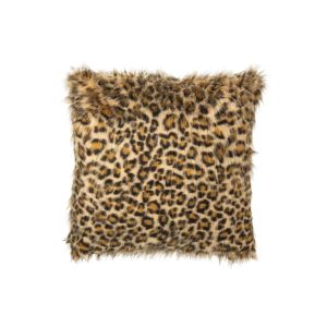 CUSHION LEOPARD PATTERN POLYESTER RUST BROWN/BEIGE
