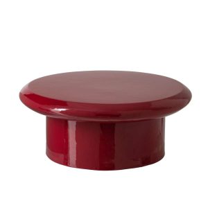 COFFEE TABLE LACQUERED ROUND METAL RED