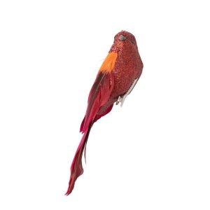 BIRD + CLIP FEATHER FUCHSIA/ORANGE