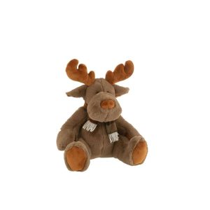 REINDEER+SCARF SITTING TEXTILE BROWN MEDIUM
