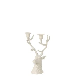 CANDLE HOLDER DEER ALUMINIUM OFF-WHITE