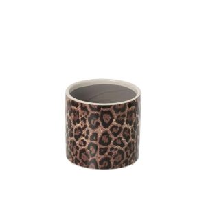 FLOWERPOT LEOPARD CERAMIC BROWN/BLACK SMALL