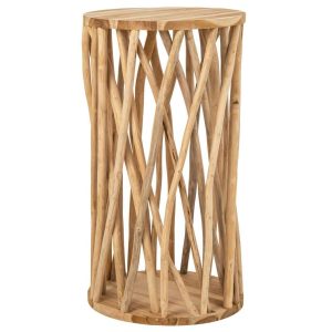 BAR TABLE BRANCHES ROUND TEAK WOOD NATURAL