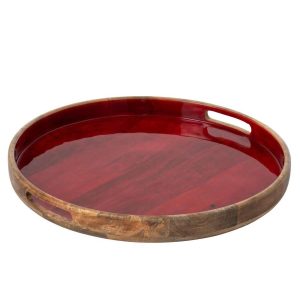TRAY MANGO WOOD DARK RED/NATURAL