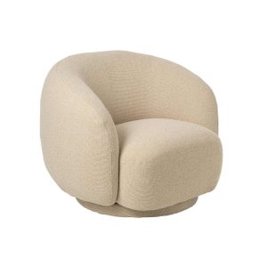 LOUNGE CHAIR SWIVELLING PLYWOOD/FABRIC ECRU