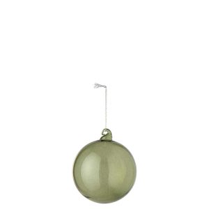 CHRISTMAS BAUBLE GLASS OLIVE