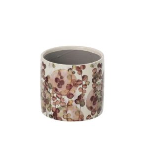 FLOWERPOT CERAMIC DARK RED/WHITE MEDIUM