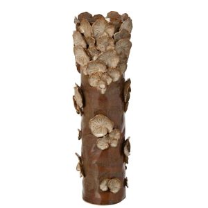 VASE MUSHROOMS CYLINDER STONEWARE BROWN/BEIGE LARGE