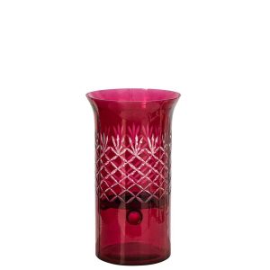 CANDLE HOLDER GLASS DARK PINK SMALL