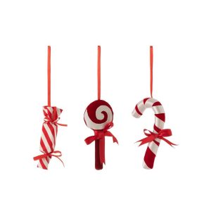 HANGER CANDY TEXTILE RED/WHITE ASSORTMENT OF 3