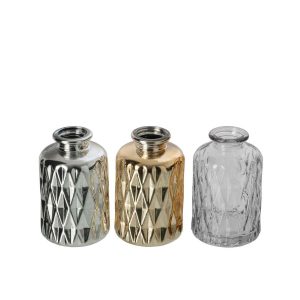 BOX OF 3 VASE GLASS GOLD/SILVER