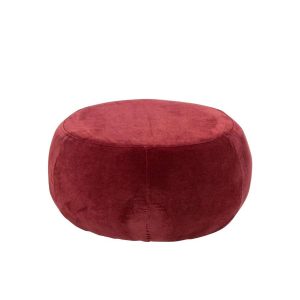 POUFFE ROUND PLYWOOD/FABRIC BURGUNDY