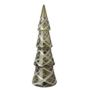 TREE CHECKERED GLASS DARK GREEN/GOLD LARGE