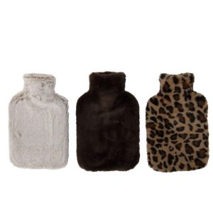 HOT WATER BOTTLE RUBBER GREIGE/BROWN ASSORTMENT OF 3