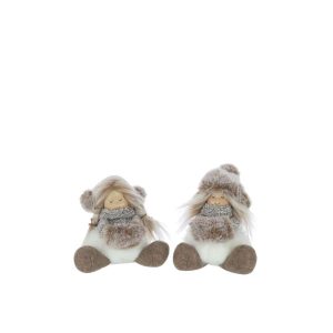 GIRLS SITTING HAT FUR POLYESTER WHITE/BROWN ASSORTMENT OF 2