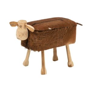 STOOL SHEEP LEATHER BROWN/NATURAL