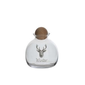 JUG DEER GLASS WHITE/NATURAL
