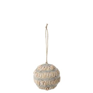CHRISTMAS BAUBLE BEADS/SHELL WHITE/SILVER