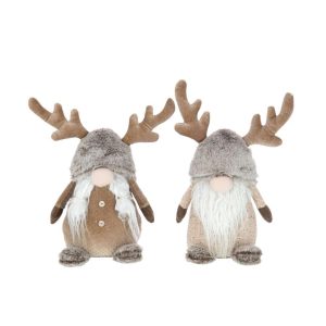 GNOME ANTLERS GLITTERY TEXTILE BROWN/GREY LARGE ASSORTMENT OF 2