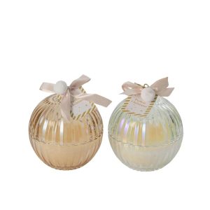 CANDLE CHRISTMAS BAUBLE GLASS GOLD/TRANSPARENT LARGE ASSORTMENT OF 2