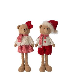 BEAR BOY + GIRL POLYESTER CHRISTMAS RED/WHITE LARGE ASSORTMENT OF 2