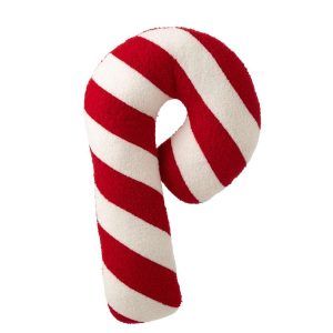 CUSHION CANDY CANE STRIPED POLYESTER CHRISTMAS RED/WHITE