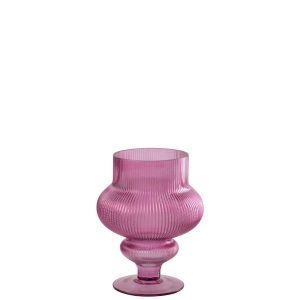 VASE ADA RIBBED GLASS FUCHSIA SMALL