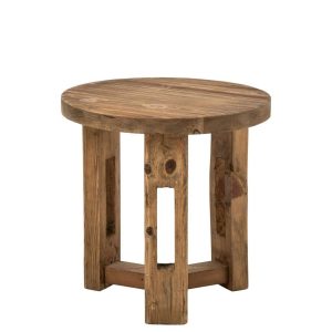 SIDE TABLE ROUND RECYCLED WOOD BROWN